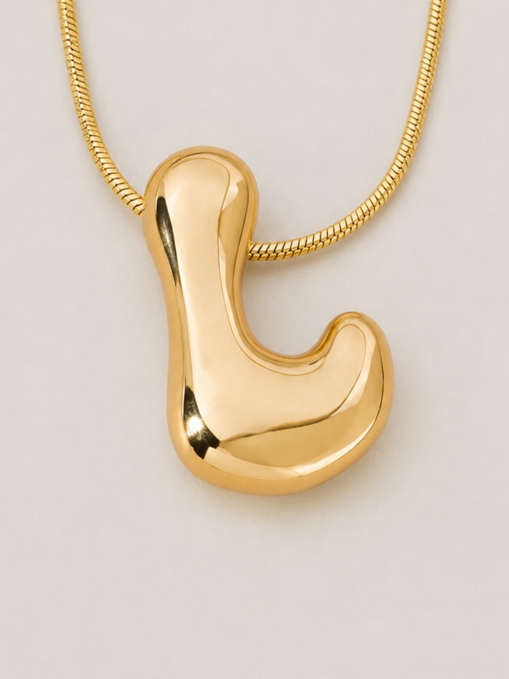 New! Gold Bubble Monogram Initial Letter Necklace NWOT